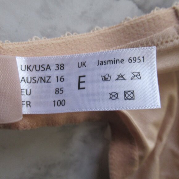 Panache Bra 38E Beige Tan Jasmine Balconette Sheer Lace Back Closure - Picture 5 of 6